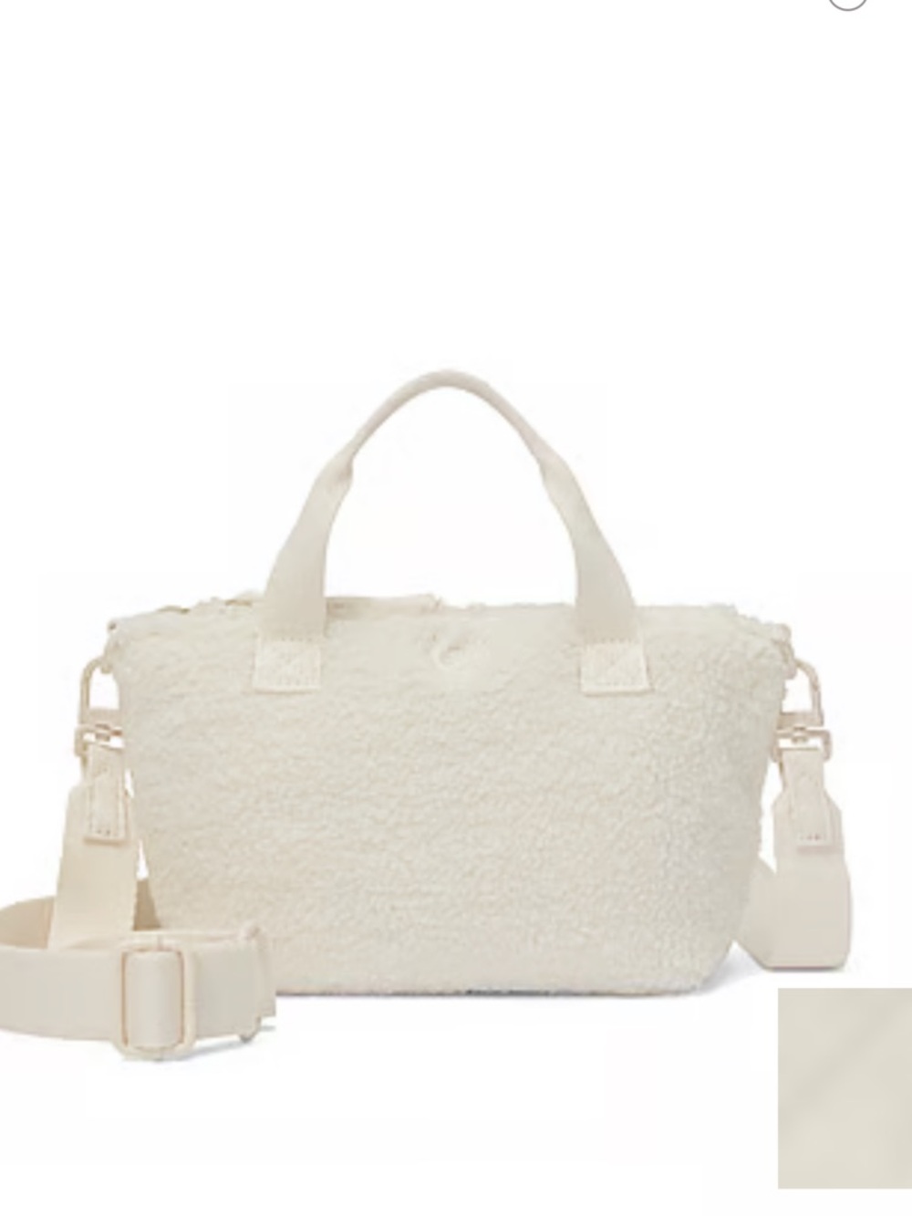 Cream Shearling Tote Bag with Removable Strap